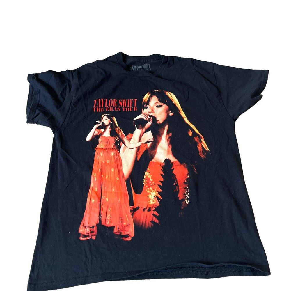 Taylor Swift Eras Tour 2023 2024 Concert T-Shirt L Black Double Sided Tee